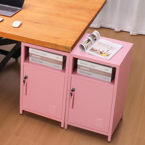 ALBAD Metal Nightstand with Lockable Cabinet - Image 4