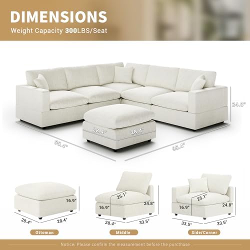 Modern Sectional Linen Couch for Living Room V-Shape Sofas, 6 Seat Modular - Image 2
