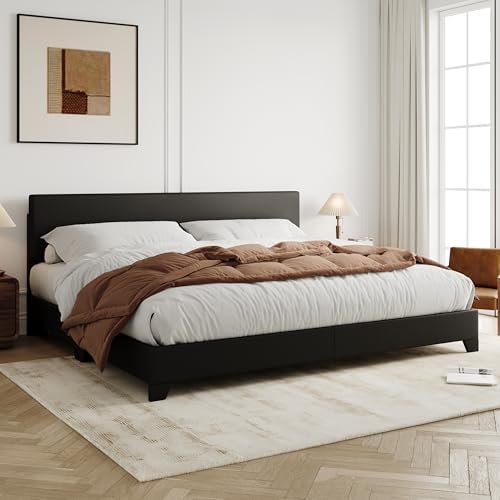 Allewie King Size Faux Leather Bed Frame, Adjustable Headboard - Image 3