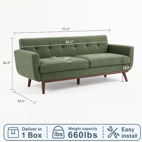 Kingfun 77.2" W Loveseat Sofa, Mid Century Modern Love Seat Couches - Image 2