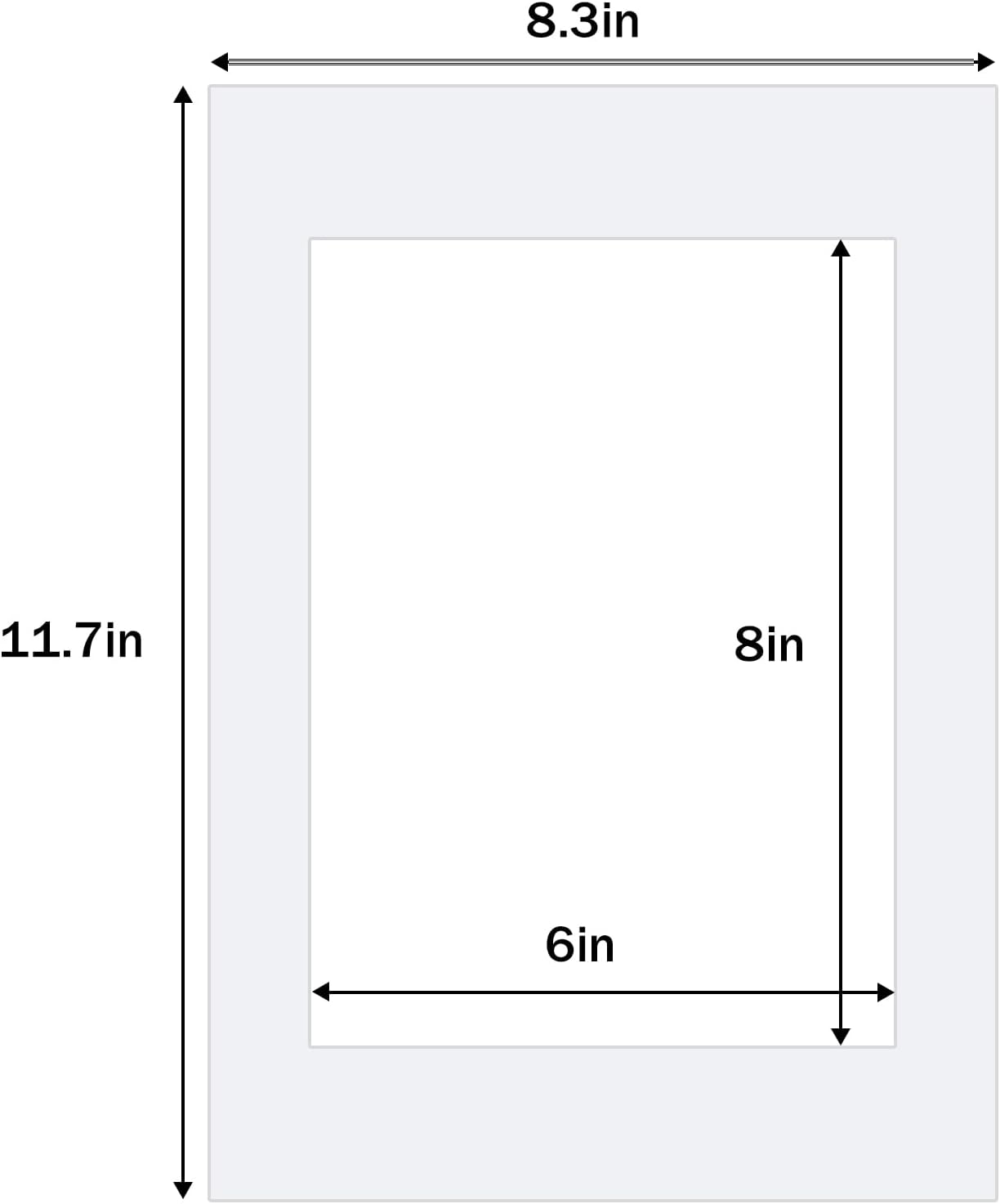Egofine A4 for 6x8 White Picture Mats Pack of 14, Frame Mattes for 6x8 Pictures, Acid Free, 1.2mm Thickness, with Core Bevel Cut