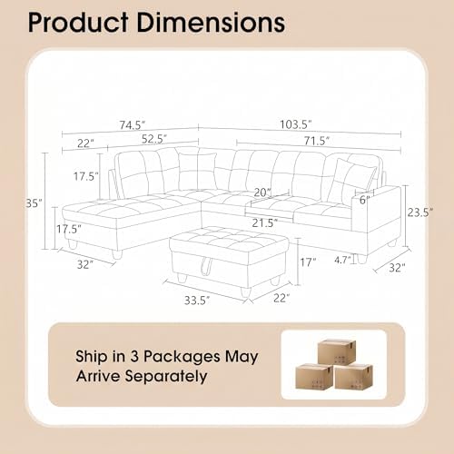 Faux Leather Sectional Couches for Living Room - Image 2
