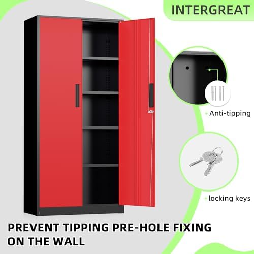 INTERGREAT Metal Storage Cabinet, Tall Metal Cabinet - Image 4