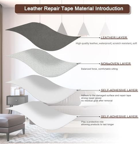 JDLUGH Sofa Leather Repair Patch Tape, 8.2x11 Inch - Image 6