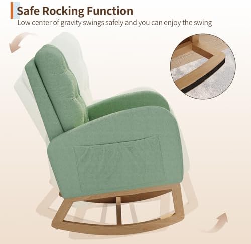 GarveeHome Nursery Rocking Chair, Teddy Fleece Upholstery, Sturdy Wooden Legs & - Image 6