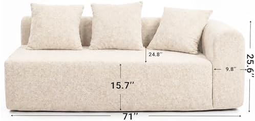 Claiks 71" Right Armrest Boneless Sectional Loveseat Sofa - Image 2