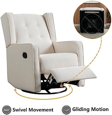 CANMOV Swivel Rocker Recliner Chair, Nursery Glider Chair, Nursery Rocking - Image 3