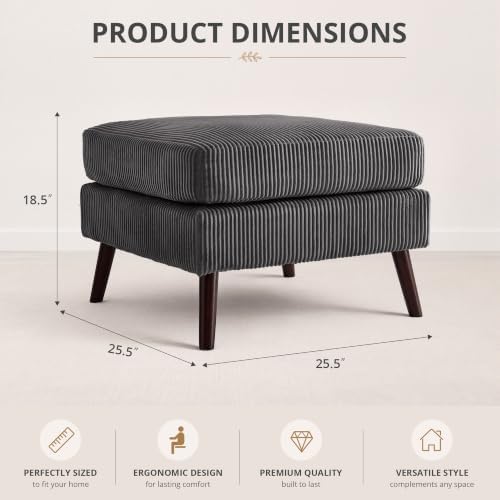 Large Ottoman, 29.5" Corduroy Ottoman - Image 2