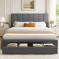 Marsail Queen Bed Frame with 2 Storage Drawers & Upholstered Adjustable by Marsail