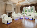 Cream White Power Recliner Sofa Set, Breathing Leather Reclining Couch Set by Unknown