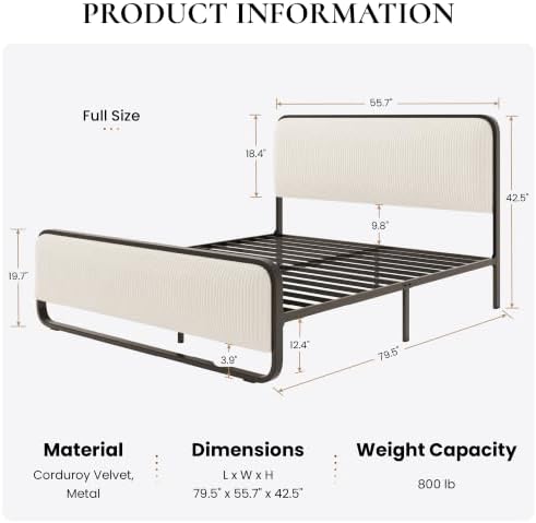 SHA CERLIN Full Size Metal Bed Frame - Image 2