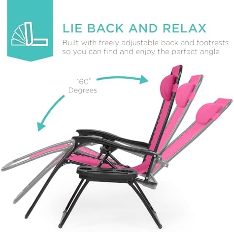 Best Choice Products Zero Gravity Chair Recliner, Hot Pink - Image 4