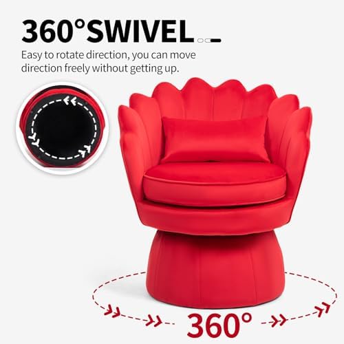 ZJhome 360° Swivel Accent Chair, Mid-Century Modern Velvet Barrel Chair - Image 5
