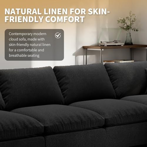Modern Sectional Linen Couch for Living Room V-Shape Sofas, 5 Seat Modular - Image 3