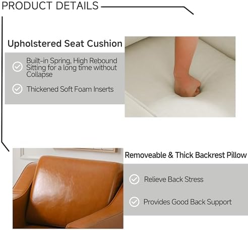 PU Leather Swivel Accent Chairs Set of 4, Modern Armchair, Light Brown - Image 7
