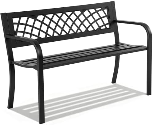 FDW | 46" Outdoor Garden Bench | Black | 480lbs Load Capacity by FDW