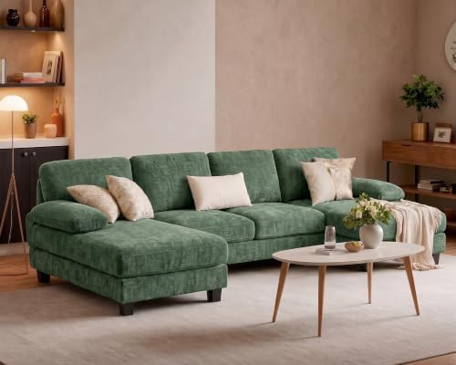 Furniwell U-Shaped Convertible Sectional Sofa Couch, Dark Green - Image 6
