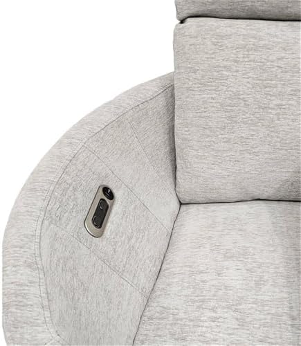 Pemberly Row Modern White Fabric Power Swivel Glider Recliner - Image 3