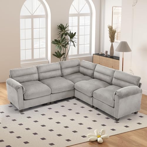 HAOMARKETS 90" Wide Modular Sectional Corner Sofa Couch, Oversized Corduroy L by HAOMARKETS