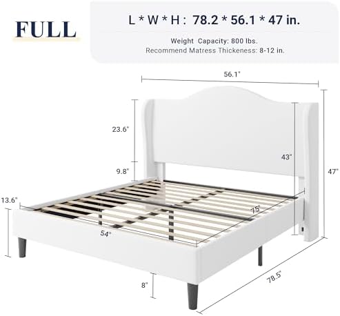 Allewie Full Size Bed Frame, Plush Velvet Wingback, Modern Style - Image 2