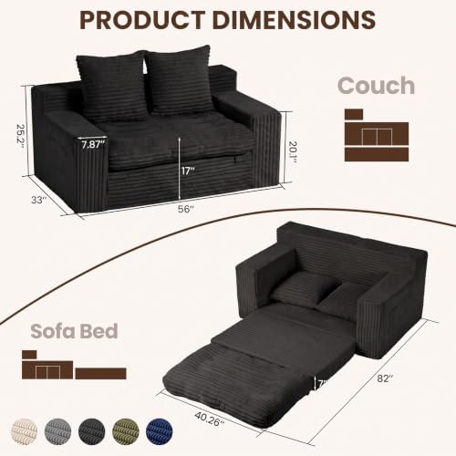 Boneless Couch, 4-in-1 Convertible Sofa Bed, Boneless Loveseat Sleeper - Image 3