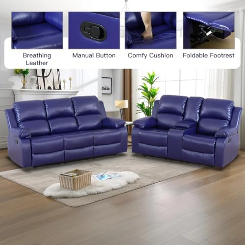 Living Room Furniture Sets, Manual Reclining Sofa and Lovseat Set - Image 4