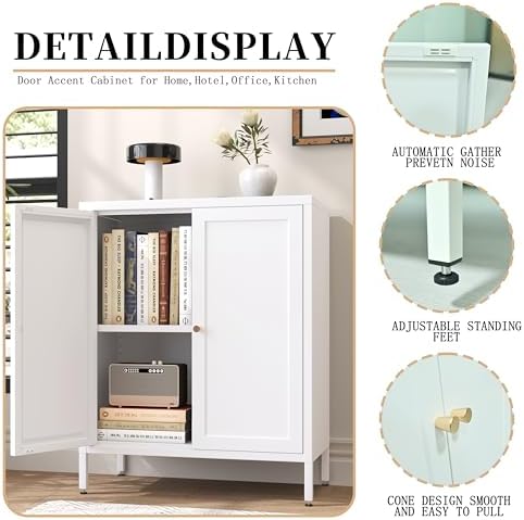 Small 2 Door Metal Storage Side Buffet Cabinet - Image 6