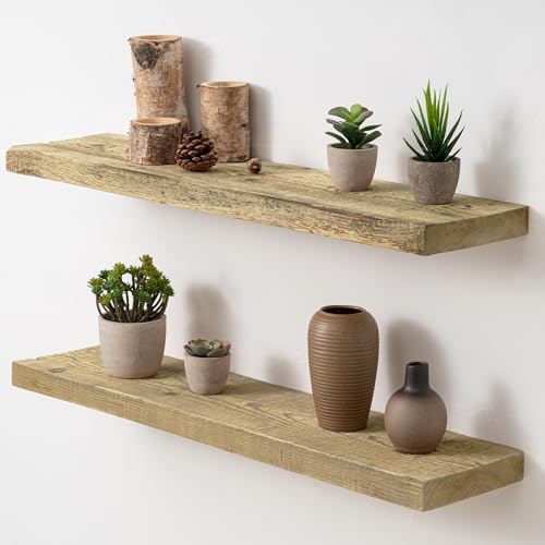 Acovy 30" Unfinished Solid Reclaimed Wood Floating Shelves, Rustic Heavy-Duty by Acovy