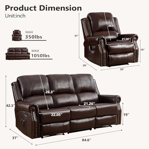HAOMARKETS 3-Piece Power Reclining Sofa Set - Image 2