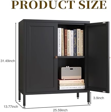 Small 2 Door Metal Storage Side Buffet Cabinet - Image 3