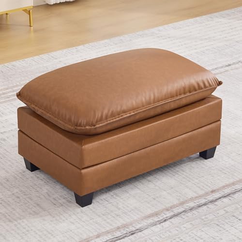 WUTUTUEE 35'' Modern Leather Cloud Sofa Ottoman, Rectangle Ottoman by WUTUTUEE