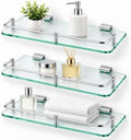 3 Pack Bathroom Glass Shelf, 15.7in Wall Mount Modern Floating Shelf by Unknown