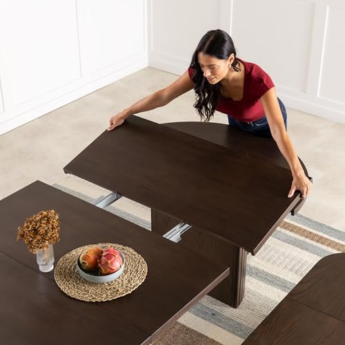 Transformer Table Solid Wood Extendable Round Dining Table Set, Dark Brown - Image 3
