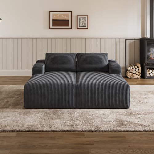 Novilla Modular Sectional Sofa Bed Boneless Couch, Corduroy Dark Grey by Novilla