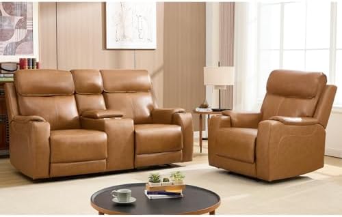 CANMOV Genuine Leather Power Recliner Sofa Set by CANMOV