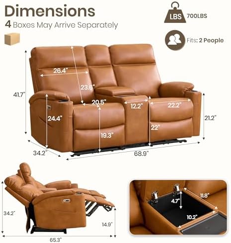 Power Recliner Loveseat, Electric Reclining Sofa - Image 2