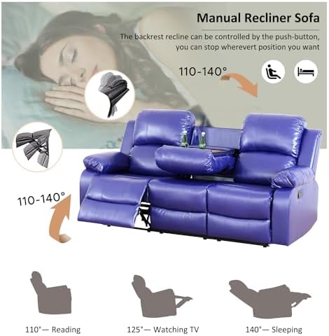 A Ainehome Living Room Furniture Set Leather Recliner Sofa Set Loveseat Chair - Image 4