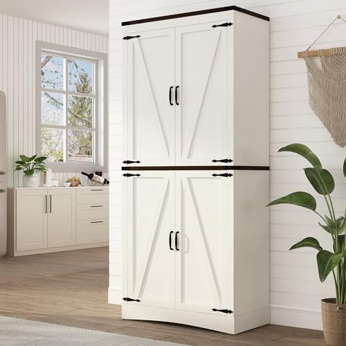 chartustriable 71in Farmhouse Kitchen Pantry Cabinet, Tall Storage Cabinet by chartustriable