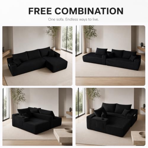 108 inch Boneless Couch, Modular L-Shaped Cloud Sectional Sofa - Image 6