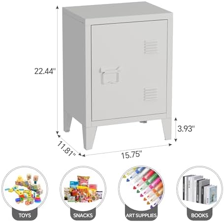 MIOCASA Metal Nightstand Modern End Side Table Steel Bedside Storage Cabinet - Image 3