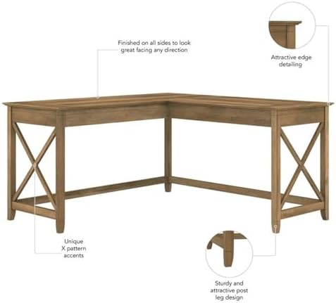 Pemberly Row 60W L Shaped Desk, Reclaimed Pine Finish, Engineered Wood - Image 5