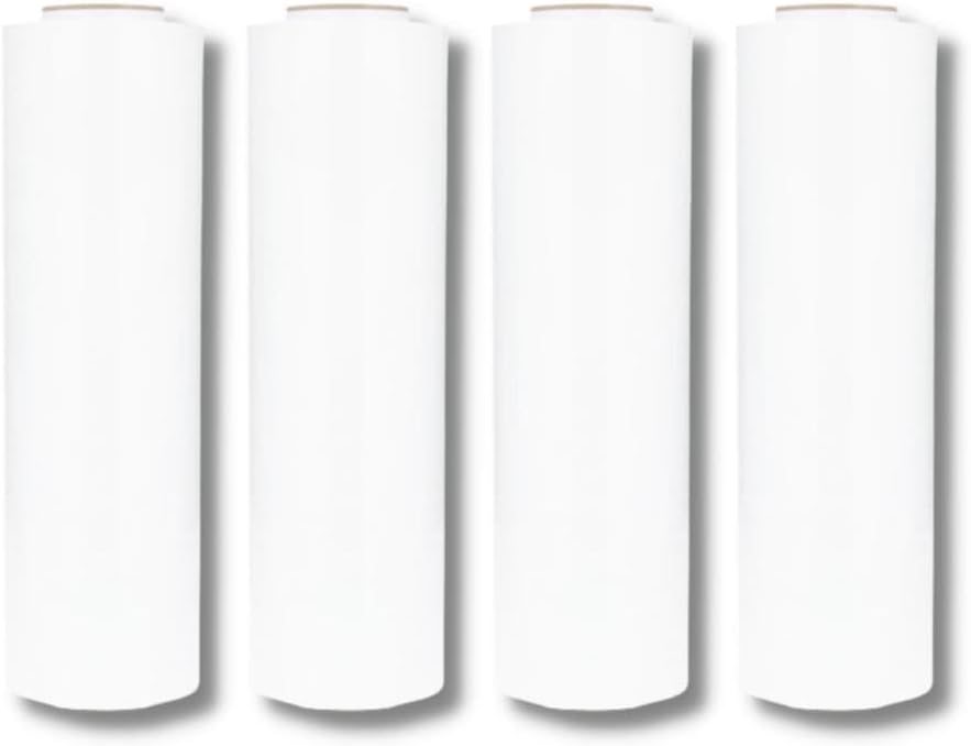 PSBM White Stretch Wrap, 15 Inch x 1476 Feet, 72 Pack, Tinted Pre-Stretched Shrink Wrap Film for Moving, Packaging, Pallet Wrapping