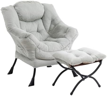Furlide Lazy Chair with Ottoman, Plush Reading Chair by Furlide