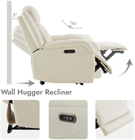 Watson & Whitely Genuine Leather Wall Hugger Power Recliner - Image 3