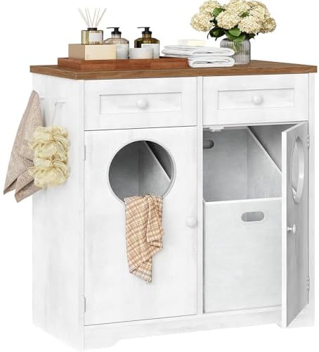 HOOBRO Double Laundry Hamper Cabinet, Hidden Laundry Cabinet by HOOBRO