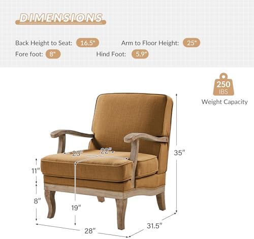 HULALA HOME Accent Chair with Solid Wood Legs and Arms - Image 2