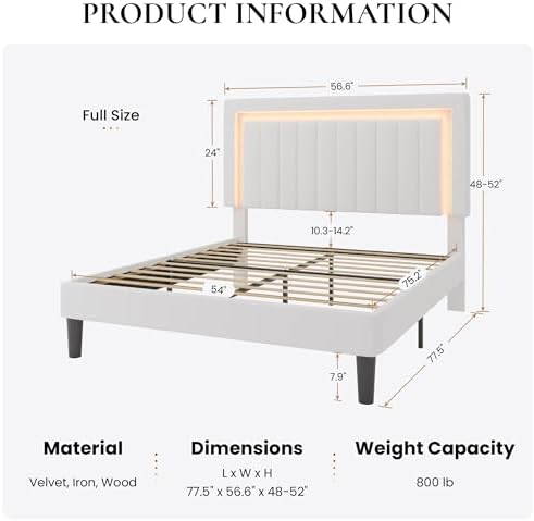 SHA CERLIN Full Size Velvet Bed Frame - Image 2