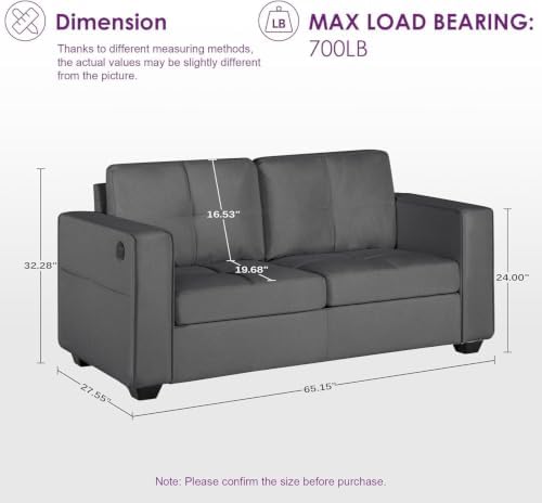 TYBOATLE 65" Small Couches for Bedroom, Modern Tufted Comfy Loveseat - Image 2