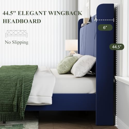 Garvee King Bed Frame with Storage Shelf and Upholstered Headboard - Image 5