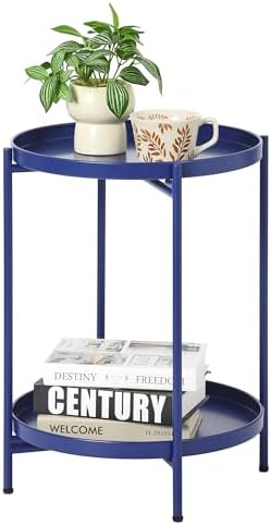 2-Tier Round End Side Table, Small Metal Side Table by MordchilHF